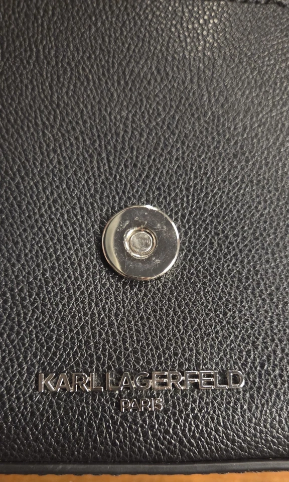 Bolso de Hombro Karl Lagerfeld Paris Monet Cuero Negro Diseño Flor Foto 4 de 4