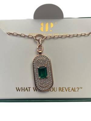 Bomb Party May 2026 Necklace  My Sights Are Set On You  LC Emerald on Rose Gold