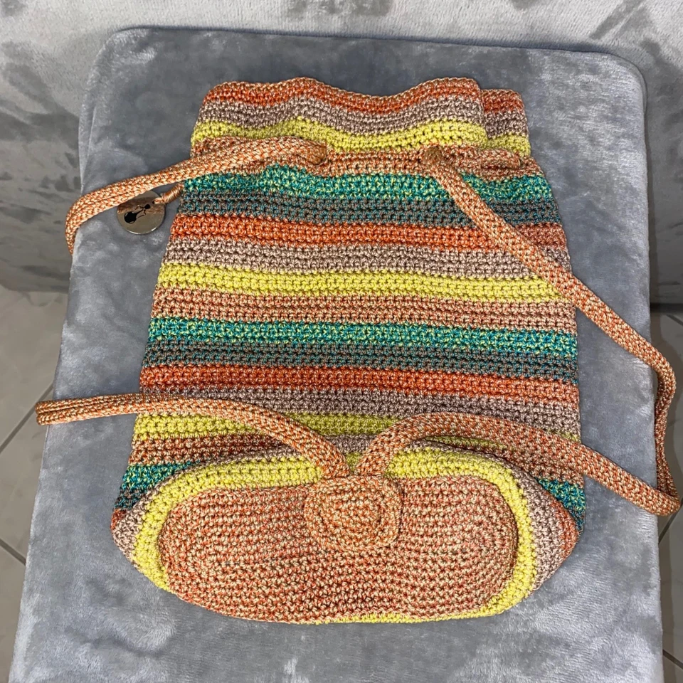 Bolsa balde de cordão de crochê The Sak bolsa de ombro listrada colorida - Imagem 3 de 4
