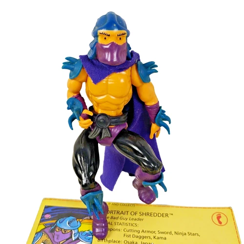 Vintage TMNT 1988 Shredder with Cloack Action Figure Profile Card
