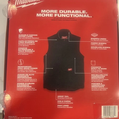 Milwaukee Men's Large 801B-L Heavy-Duty Sherpa-Lined Vest with 5-Pockets NWT image 3