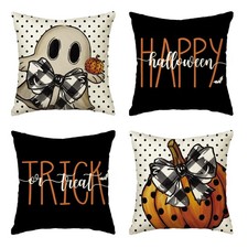 AVOIN colorlife Happy Halloween Cute Ghost Trick or Treat Throw Pillow Covers