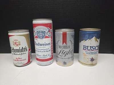 Vintage Budweiser Schmidts Busch Michelob Empty Pull Top Pint Beer Cans