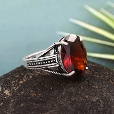 925 Sterling Silver Mozambique Garnet Gemstone Jewelry Ring US All Size 