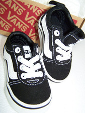 NIB NEW VANS Ward Slip-On Black/White Canvas Low Top Sneakers Baby Toddler US 2M