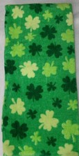 FULL UNCUT ST PATRICK ASSORTED SHAMROCKS Print GREEN Cotton Kitchen Towel