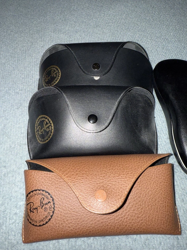 Lot of 4 Authentic Ray-Ban Eyeglass Cases – Black & Brown Leather – Used Good - Image 3 of 4