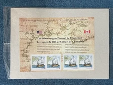 Scott #4074, 39c-51c U.S.-Canada Champlain Souvenir Sheet, MNH.  Sealed NIP