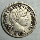 1898 BARBER silver U.S. dime. Very nice original VF, several rev die chips. #nd1