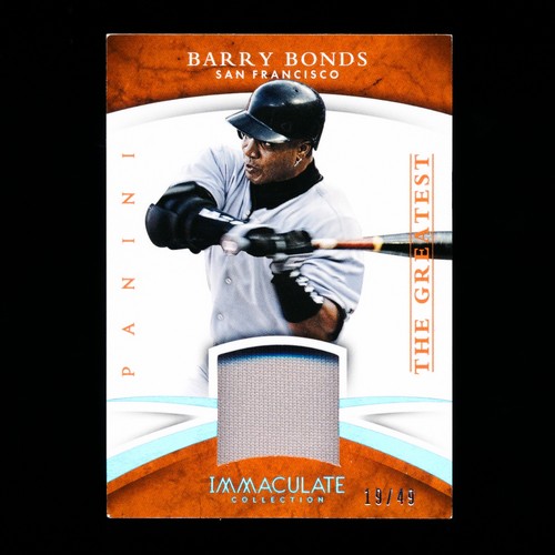 Barry Bonds 2015 Panini Immaculate The Greatest Jersey Patch /49 Giants - Afbeelding 1 van 2