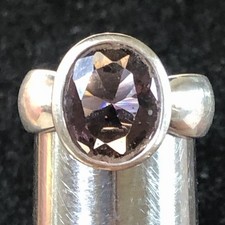 Vintage Sterling Silver  Oval-Cut Amethyst Ring Size-7 Signed PJM Marked 925