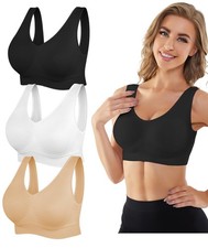 Womens Sports Bras, 3/4/6 Pack Wireless Comfortable Seamless Sleep Yoga Sport...