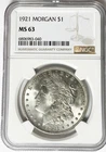 1921 $1 Morgan Silver Dollar MS63 NGC Uncirculated Philadelphia