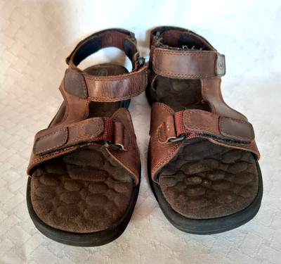 Rockport APM22468 Brown Leather Slip On Strap sport Sandal Shoe Mens 10 M