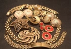 Vintage Crown Trifari Napier Monet + Gold Tone Brooch Earrings Bracelet Lot