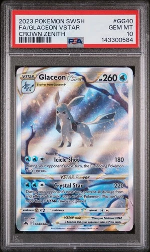 Glaceon VSTAR PSA 10 GG40/GG70 Crown Zenith Alternate Art Pokemon Card FA 2023