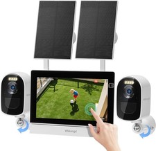 Solar Wireless Security Camera System, 2-Camera Kit with 7 Touchscreen Monitor
