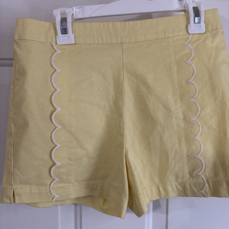 Crown & Ivy Kids size Large girls shorts scalloped Polka Dot Yellow