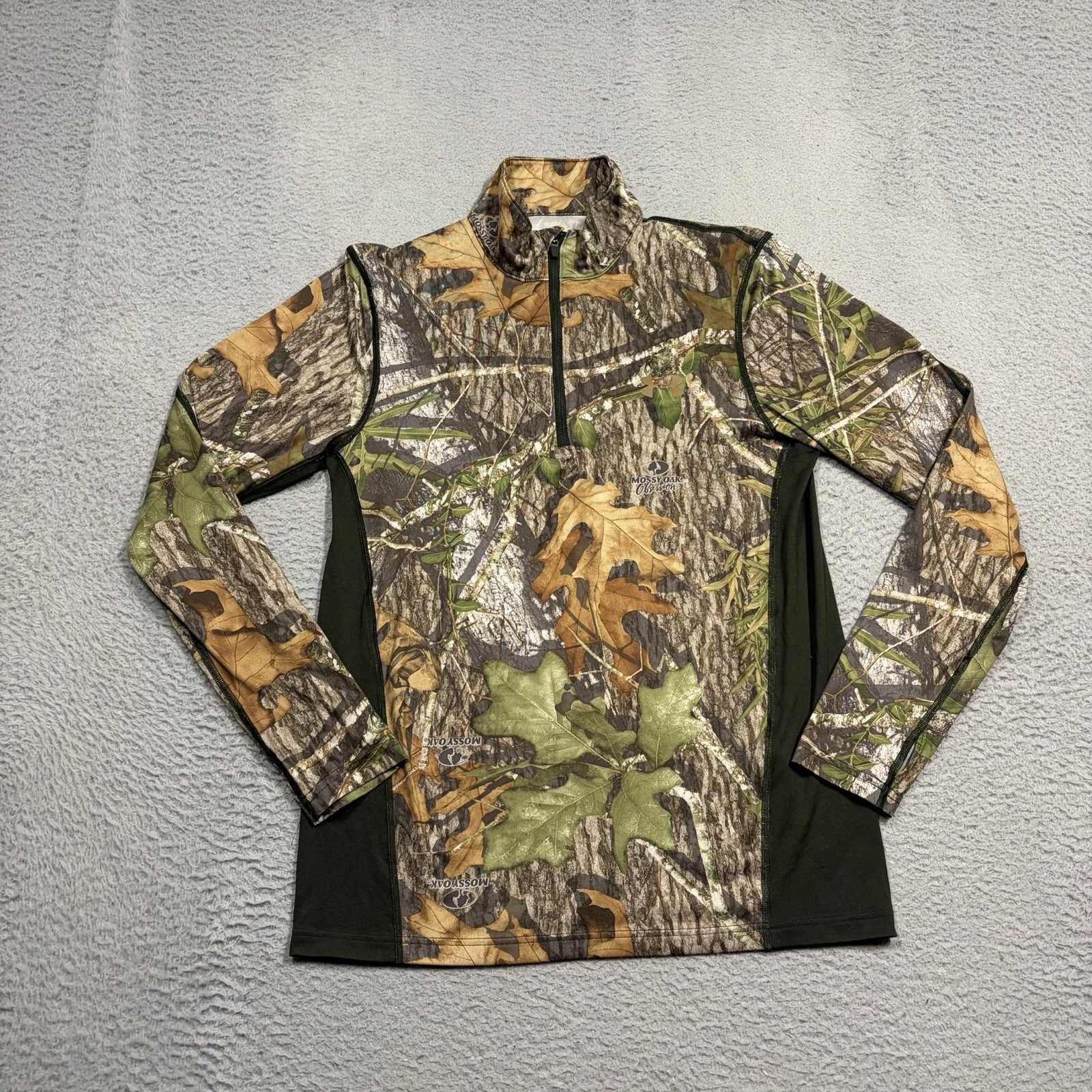 Under Armour Shirt Mens Medium Camo 1/4 Zip Pullover Scent Control Heatgear Hunt