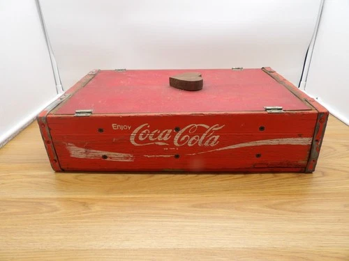 Vintage Wooden Soda Crate Coca Cola Wood Wall Shelf With Doors- 12"x18 1/4"