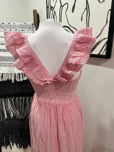 Marea By Liz Joy Sasco Red & White Gingham Smocked Maxi Dress Women’s XS $218 - Picture 8 of 15