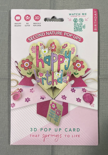 Second Nature Pop Ups Happy Birthday Flowers 3D Pop Up Greeting Card Mailable - Picture 2 of 3