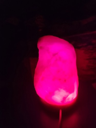 Natural Himalayan White Salt Crystal LED Night Light Color Changing USB 3-4 lbs - Picture 3 of 3