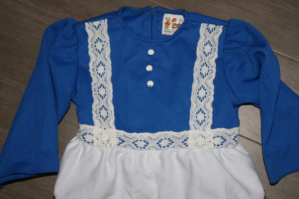 VINTAGE SEARS WINNIE THE POOH GIRLS DRESS BLUE PERMA PREST ROO YOUTH SIZE 4 RARE - Image 2 of 4