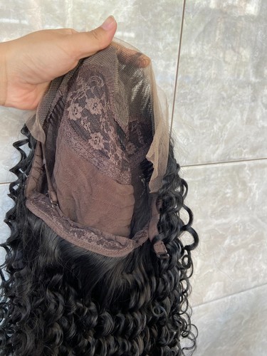 Long Black Kinky Curly Full Lace Front Human Hair Blend Heat Ok Wigs Women Natur - Picture 4 of 20