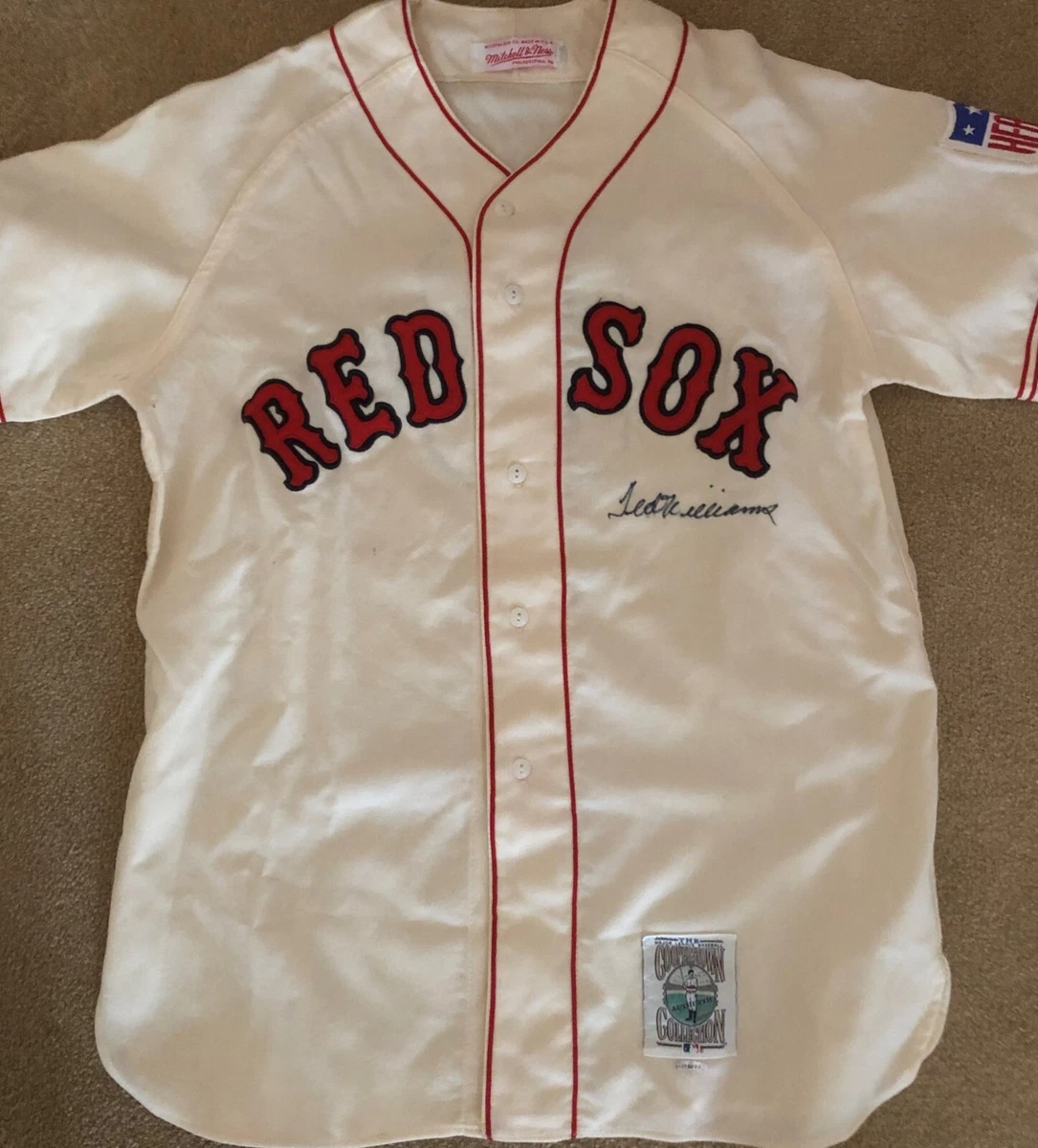 Ted Williams UDA autographed wool Red Sox jersey with 1942 Health Patch JSA  LOA