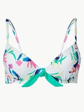 High Street Store White Mix Toucan Print Bikini Top Size 32-38 (A-DD)