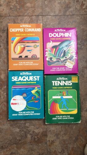 Activision Atari 2600 Four Game Bundle, All in Box! Dolphin, Sea Quest, Chopper - Photo 1/6