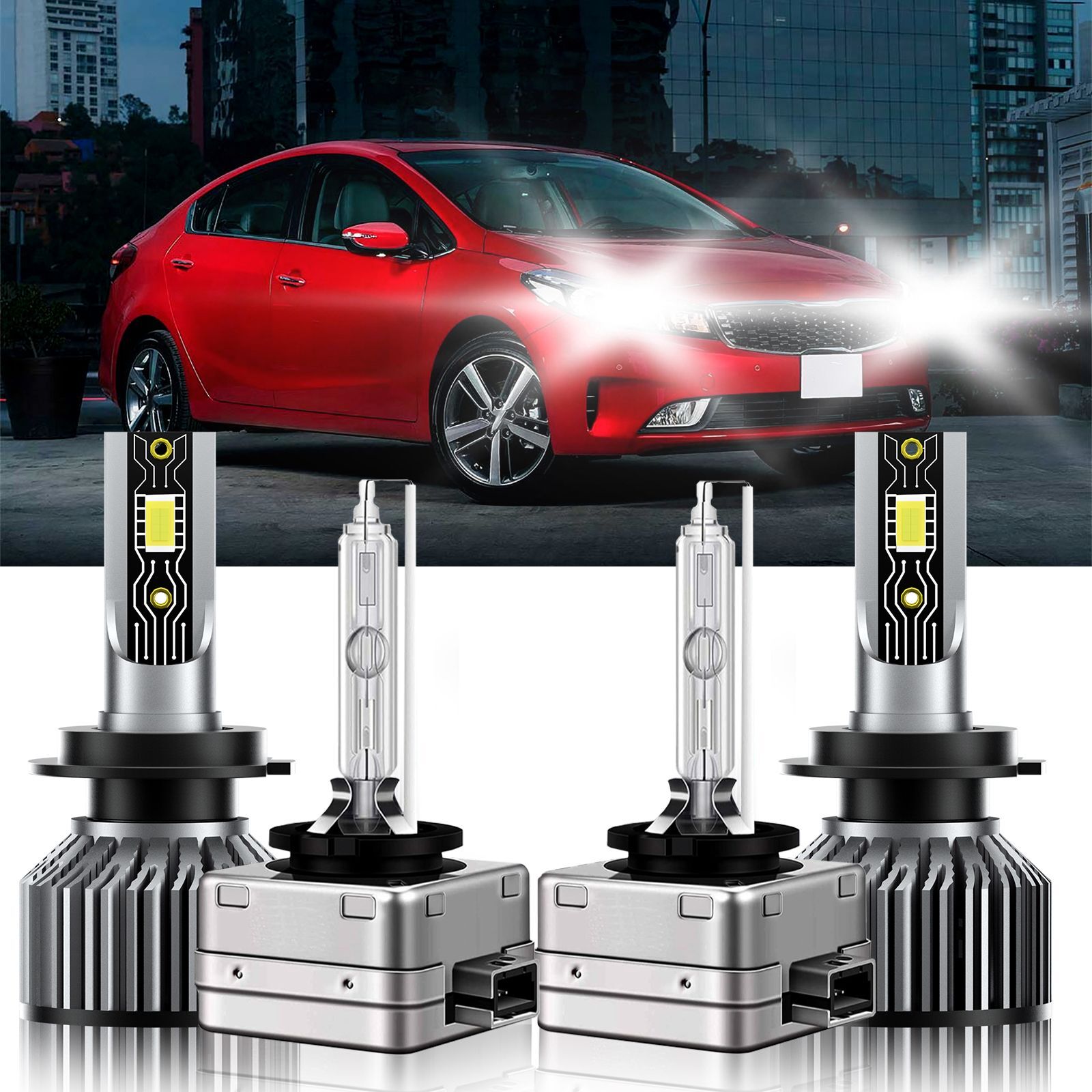 For Kia Optima 2014-2016 4X H7+D1S LED HID Headlight Bulbs Super Bright 6500K