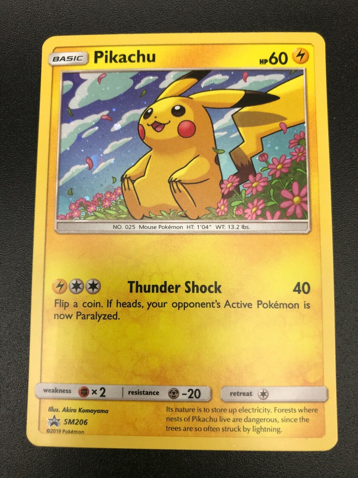 Pikachu HOLO RARE SM206 Promo SHINY Pokemon Card TCG NM 2019