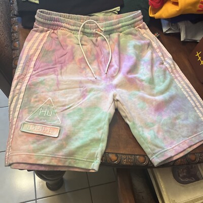 2018 Pharrell Williams x Adidas HU Printed Athletic Shorts Men's Size L Tie Dye