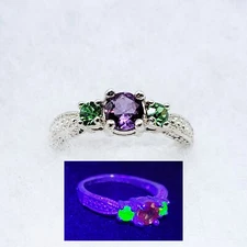 Sterling Alexandrite Uranium Glass Ring 925 Silver