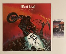 MEATLOAF SIGNED BAT OUT OF HELL VINYL RECORD LP MEAT LOAF LEGEND JSA COA