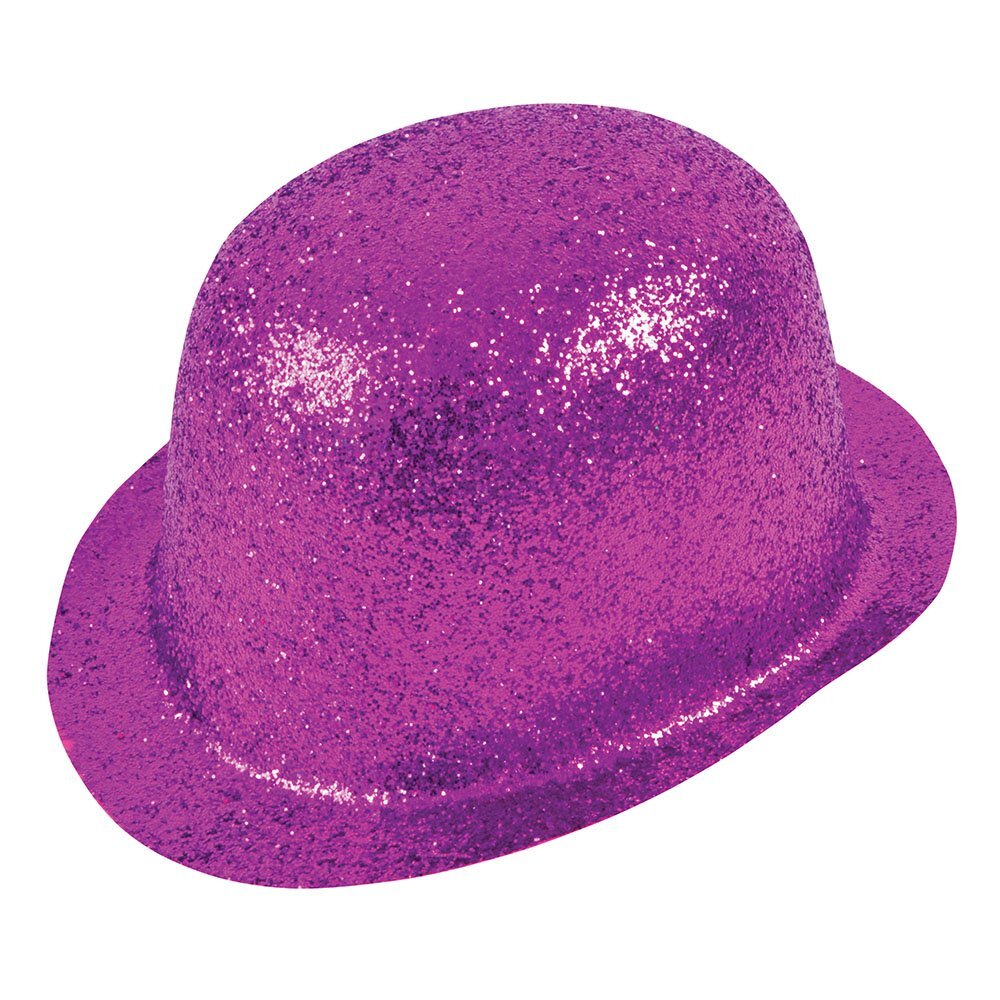 Bristol Novelty BH090 Glitter Cerise Plastic Bowler Hat   1 Piece   Lilac   One