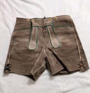 LEATHER LEDERHOSEN HANDCRAFTED SHORTS PANTS MADE IN AUSTRIA 28 INCH WAIST