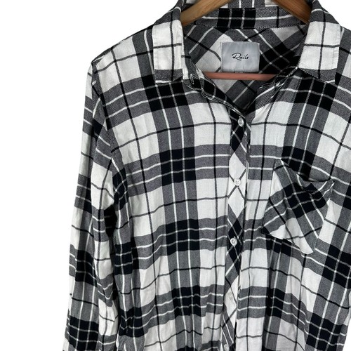 RAILS Hunter Plaid Shirt in Navy Snow Forest Long Sleeve Buttoned Women's Small - Picture 7 of 24