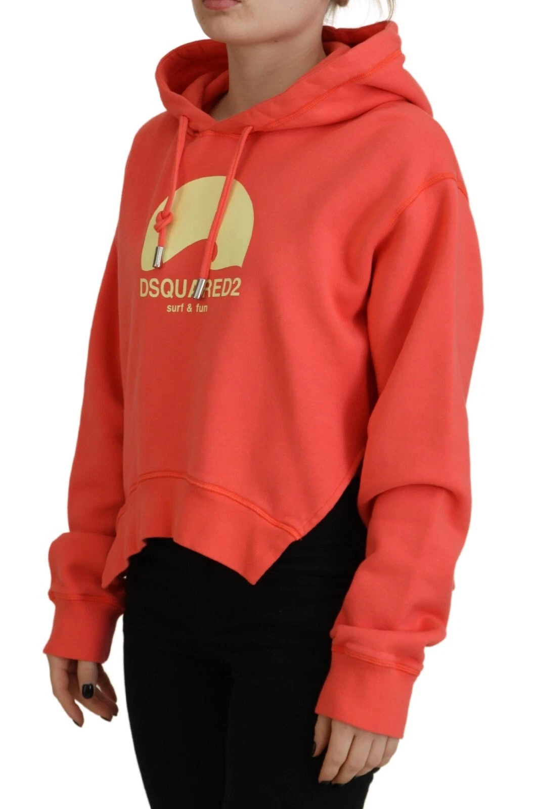 Felpa con cappuccio DSQUARED2 Maglione Rosa Stampa Logo Cotone IT38 US4 XS 610usd