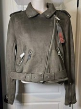 Celsius Premium Womens Olive W/nap Moto Zip Short Jacket Size M Nwt