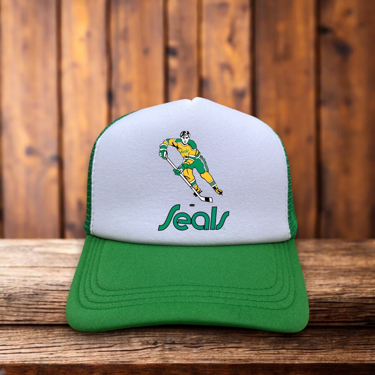 California Golden Seals Mens Trucker Hat 80s Defunct Logo Retro
