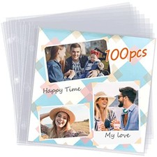 100 Pack 12x12 Inch Scrapbook Refill Pages Photo Album Page Protector Sleeves