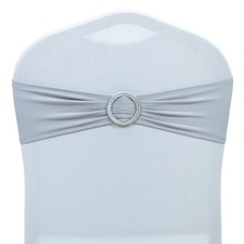 100 Spandex Stretch Chair Cover Sash Bows Wedding Party Light Silver FREE SHIP
