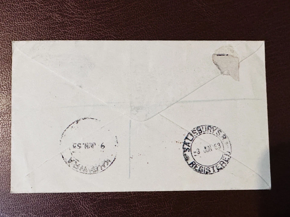 Southern Rhodesia 1953 QEII Coronation STAMP COVER TO PUNJAB PAKISTAN REGISTERED - Image 2 of 2