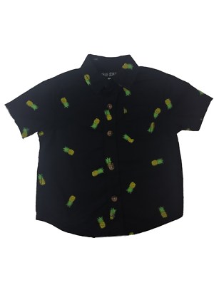 Infant Boys Black Pineapple Button Front Collared Dress Shirt, Boy's