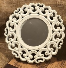 Round White Mirror 10" Molded Detailed Design