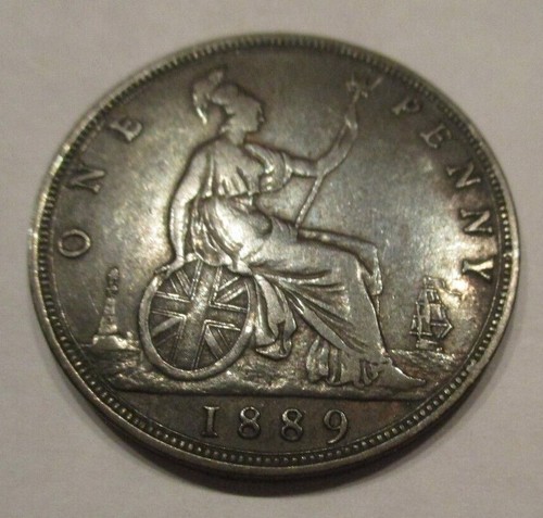 Great Britain 1889 1 Penny / KM# 755 / Victoria/ Nice Coin-Free Shipping - Picture 6 of 9