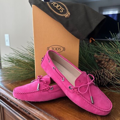 TOD’S ローファー　ピンク　37 Womens Tods TOD'S Hot Pink Suede Leather Loafers Driving Shoes Sz